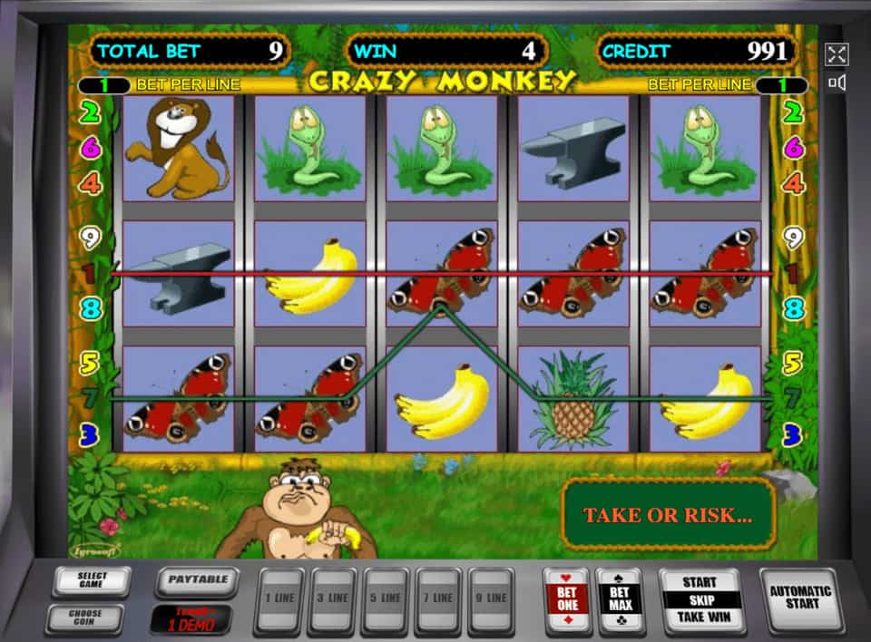 Игровой автомат Обезьянки - играть в Crazy Monkey бесплатно