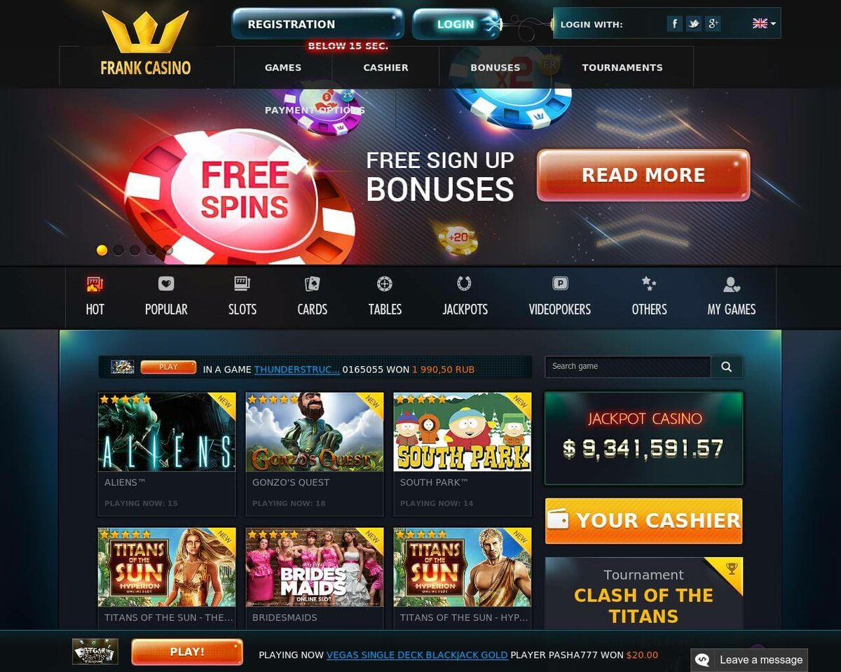 Онлайн казино Франк — игра в автоматы в Frank Casino