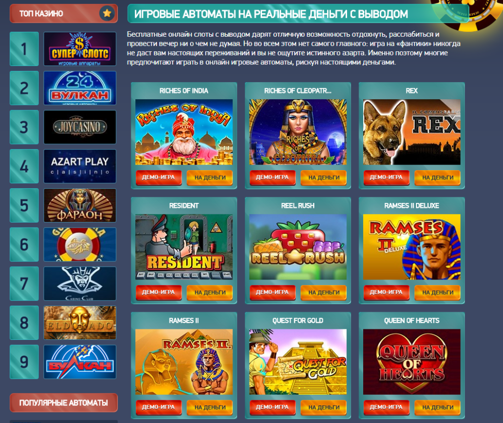 Топ онлайн казино 2022 - Лучшие casino на деньги