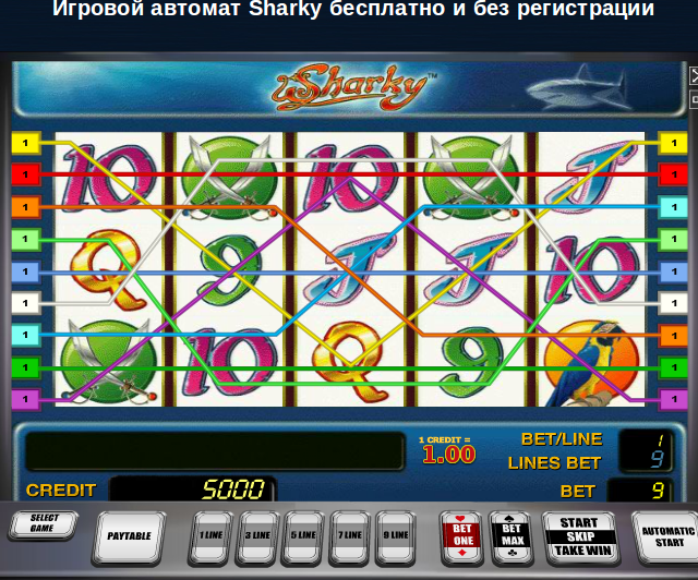 Game › viewИгровой автомат Sharky Шарки, Рыбак играть бесплатно онлайн.