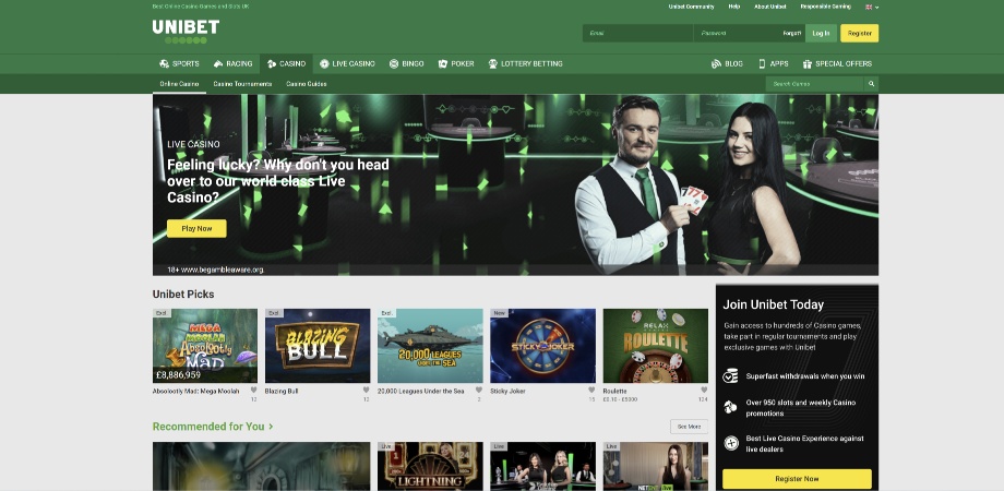 Юнибэт Казино Unibet Casino 2022 - обзор.